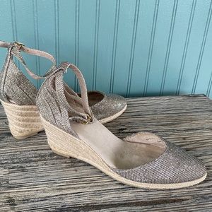 Metallic sparkly espadrille sandals  wedge 7.5